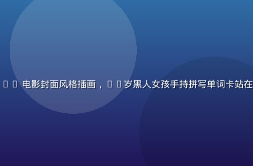 akeelah and the bee 电影封面风格插画，11岁黑人女孩手持拼写单词卡站在蓝橙色调舞台上，充满希望与力量